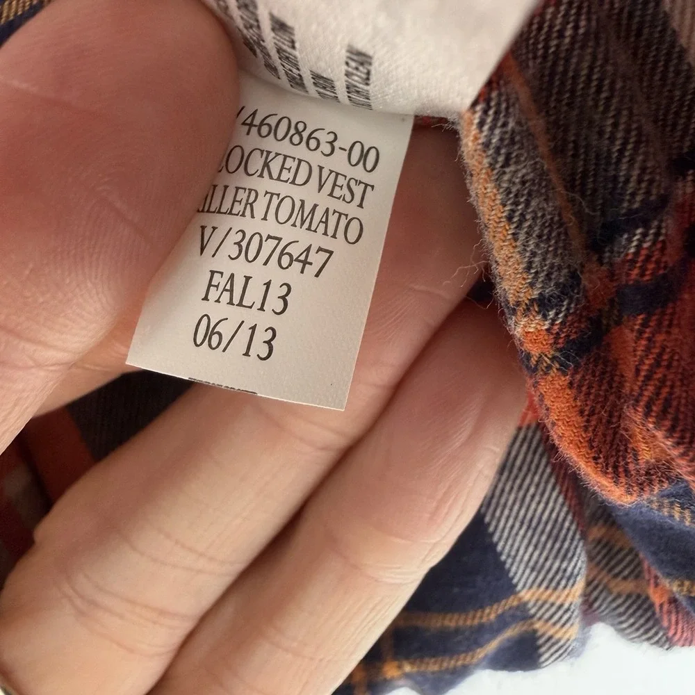 Baby Gap Boys Plaid Puffer Vest 12-18 Mo Plaid Lined Wool Blend Snaps Y2K Fall